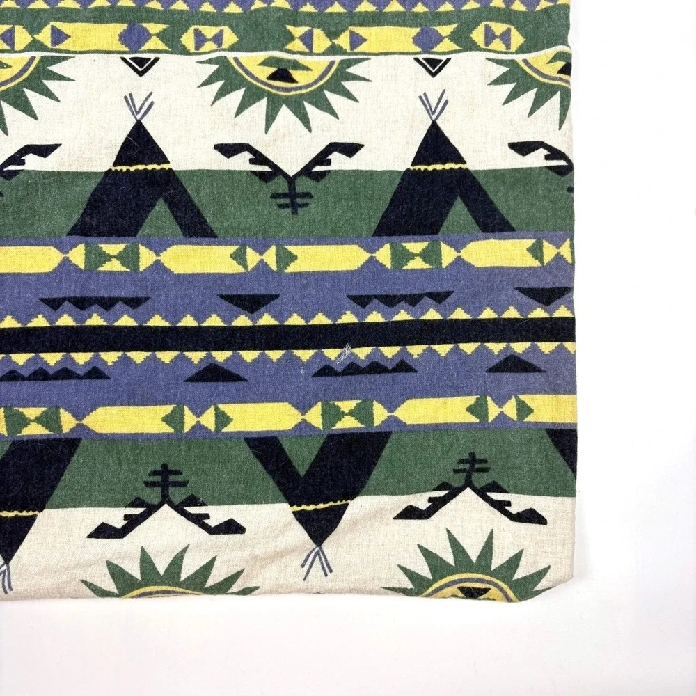 VTG 90s LL Bean Southwestern Teepee Flannel Standard Pillowcase Aztec Geometric